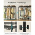 thumbnail image 3 of Ink Black Heavy - Duty Clothing Rack - Adjustable Storage Shelves, Hanging Rails, Hooks. Freestanding Portable Wardrobe Closet Rack, 3 of 7