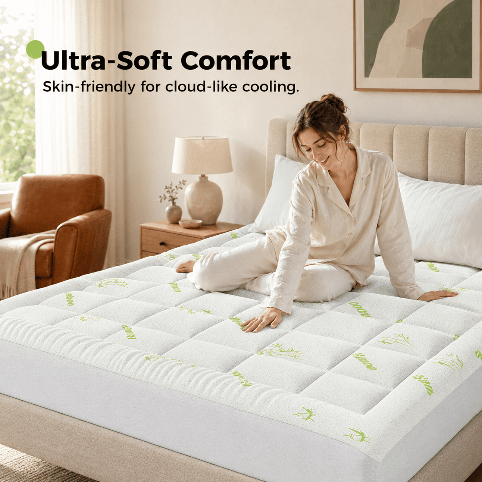 Alvantor Mattress Protector, Breathable Mattress Cover Twin/Full/Queen/King Size Bed, Cooling 3D Air Fabric Bed Pad Cover, Deep Pocket 8"-21"