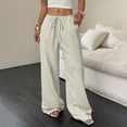 thumbnail image 4 of Pants for Women Cotton Linen Embroidered Wide Leg Pants Spring and Summer Loose High Waist Straight Casual Pants, 4 of 6