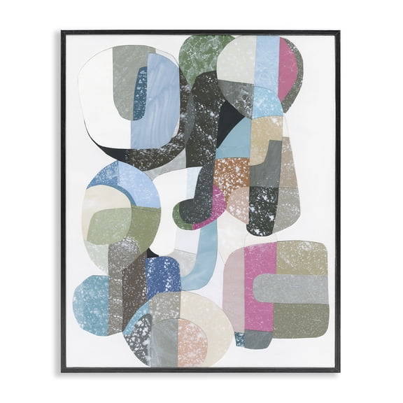 Stupell Industries Pastel Shapes Intertwined Geometric Painting Black Framed Art Print Wall Art, 11 x 14