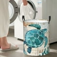 thumbnail image 4 of Picia Watercolor Sea Turtle Large Laundry Basket, Waterproof, Freestanding Laundry Hamper, Collapsible Tall Clothes Hamper with Extended Handles-Medium, 4 of 8