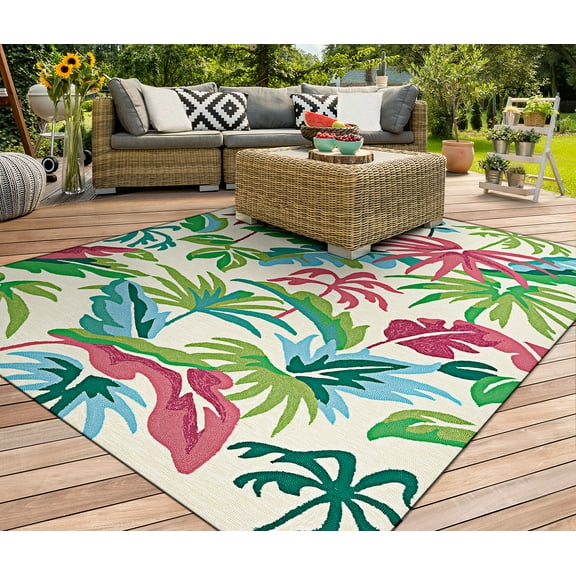 Couristan Covington Fiji Indoor/Outdoor Area Rug, 5'6" x 8', Ivory-Multi