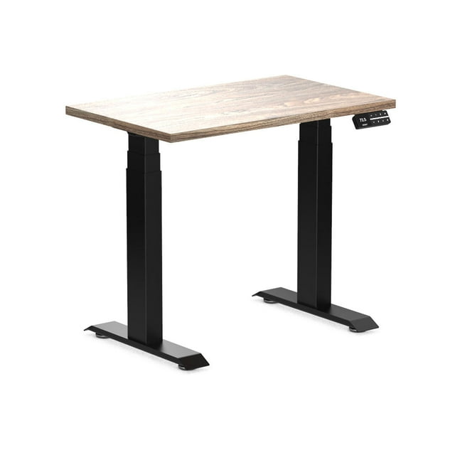 Desky Bureau Assis-Debout Double Mini - Chêne Prime / 36 x 20 Pouces / Gris Spatial