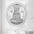 thumbnail image 1 of Zodiac Gemini Tapestry, Ornamental Circle Design with Patterns and 2 Women Portraits, Fabric Wall Hanging Decor for Bedroom Living Room Dorm, 5 Sizes, Black and White, by Ambesonne, 1 of 1