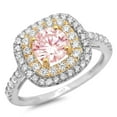 thumbnail image 2 of 1.615 ct Round Cut Simulated Pink Diamond Halo Engagement Ring for Women in 14K White/Yellow Gold, 2 of 2