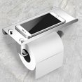 thumbnail image 1 of Soporte para papel higiénico, soporte para papel higiénico montado en la pared, soporte para papel higiénico de acero inoxidable 304, instalación con tornillos o autoadhesivo 3M con plataforma de almacenamiento LingWen 8390614180611, 1 of 1