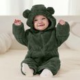 thumbnail image 2 of IVEYRTF Childrens Bear Babysuit Leggings Girls and Boys Winter Sweaters Hooded Jumpsuit Snow Suit for 1-18 Months(Green,9-12 Months), 2 of 9