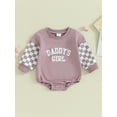 thumbnail image 2 of Suealasg Newborn Baby Girls Romper Long Sleeve Letter Checkerboard Print Bodysuits 3 6 12 18 Months Infant Autumn One Piece Clothes, 2 of 9