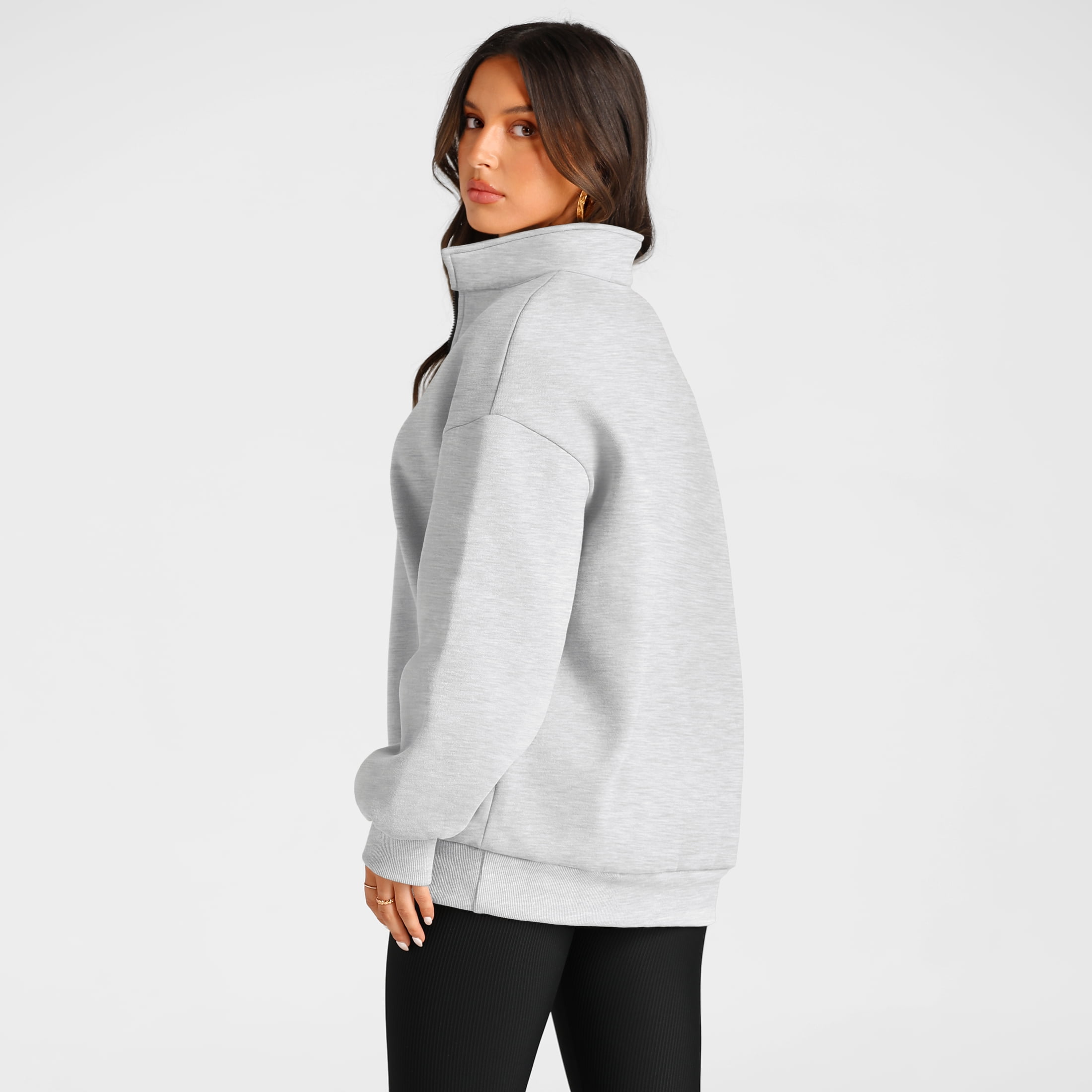 SUNBS Womens Oversized Sweatshirts Half Zip Pullover Fall Fashion Hoodies Long Sleeve Shirts Clothes