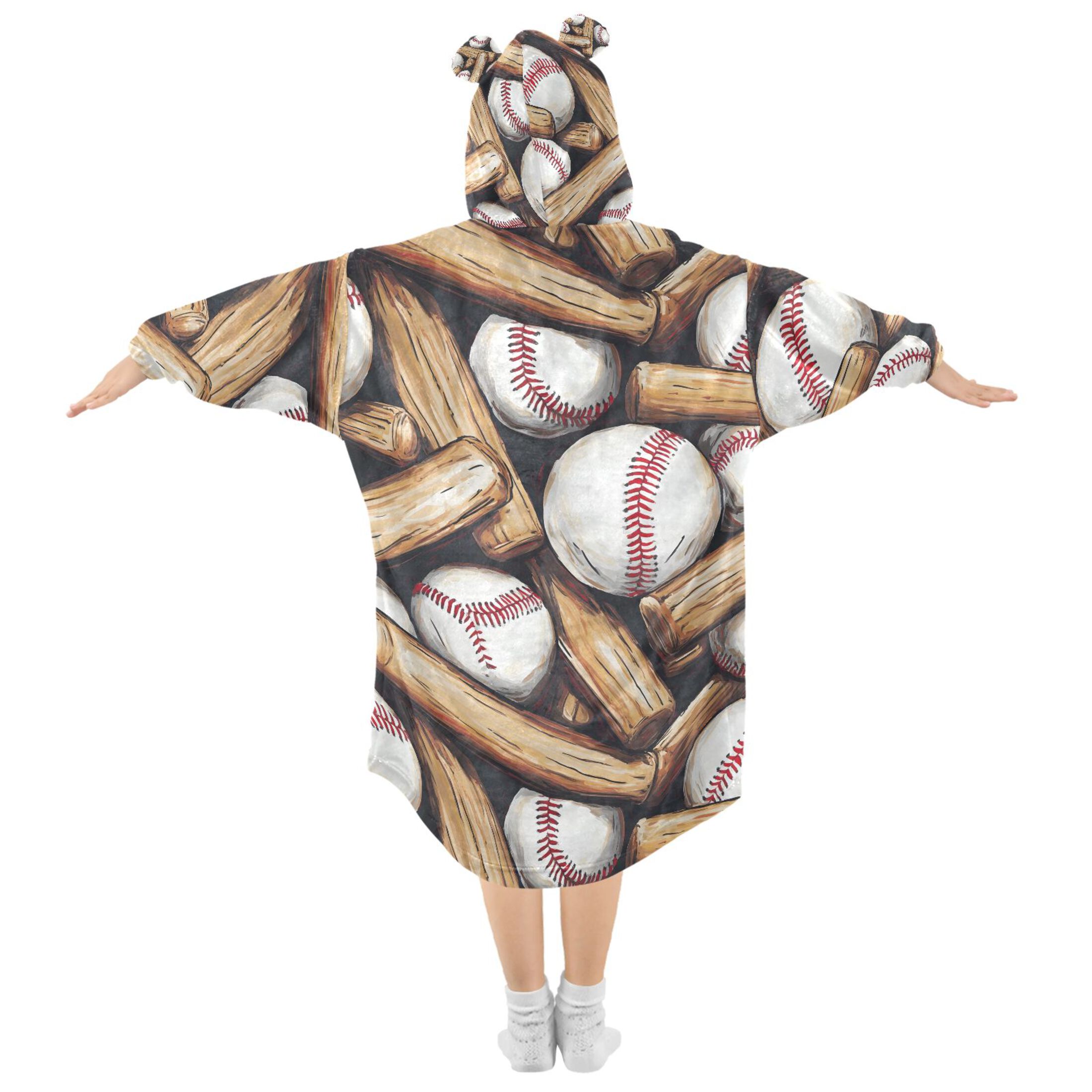 joogoo Blanket Hoodie for Baseballs Bats Oversize Sweatshirt 3-14 YR L