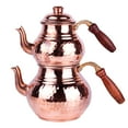thumbnail image 1 of Copper Teapot for Loose Tea Double Tea Pot with Hand Chaining 2-qt. (1.9 L); 1.05-qt. (1 L) Copper Tea Kettle Tea Brewer Coffee Pot Teaware, 1 of 7