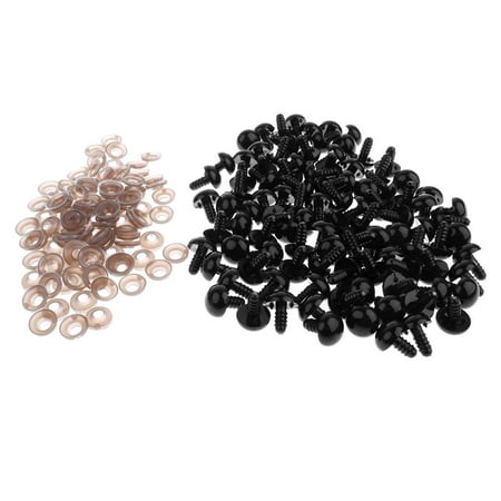 

100 Pieces Eyes with Backs with Washers for Doll Making DIY Change Accessories - Black 10mm 10mm--100pcs