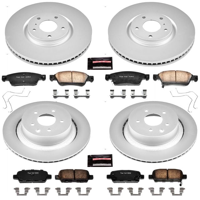 PowerStop Front and Rear Geomet Coated Brake Rotor and Pad Kit Fits: INFINITI Select Models CRK2862