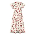 thumbnail image 4 of Zpanxa Robes Florales pour Filles Été Manches Courtes Manches Volantées Col Rond Imprimé de Fleurs Taille Poche Robe Superposée Polyester Spandex Multicolore 12-13 Ans, 4 of 5