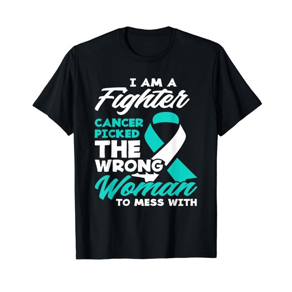 Fighter Cancer Picked Wrong Woman Cervical Cancer Awareness T-Shirt