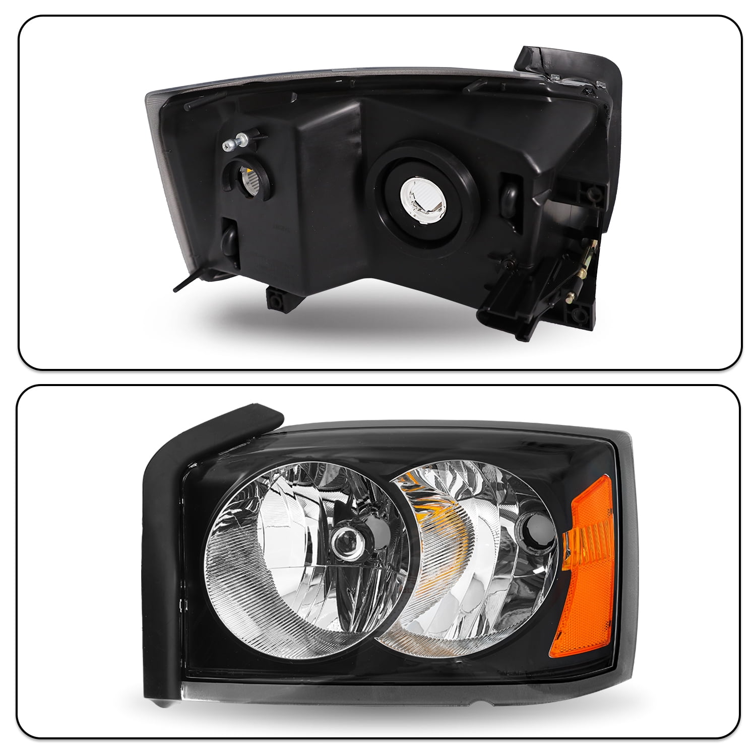 For 2005 2006 2007 Dodge Dakota Headlights  Amber Headlamp Left+Right 05-07
