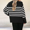thumbnail image 2 of Women'S Striped Knit Oversized Fall Sweaters 2025 Trendy Clothes Crewneck Winter Pullover Sweater Side Split Black S, 2 of 4