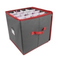 thumbnail image 2 of Luzkey Christmas Ornament Storage Box Christmas Storage Container 64 Slots Protective Preserve Zippered Closure Storage Organization Gray, 2 of 8