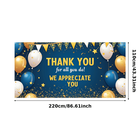 Decorative Design Thank You Banner Appreciation Theme Balloon Decoration Festive Colors Celebration Banner for Gratitude Events Employee Appreciation Party Indoor Decoration