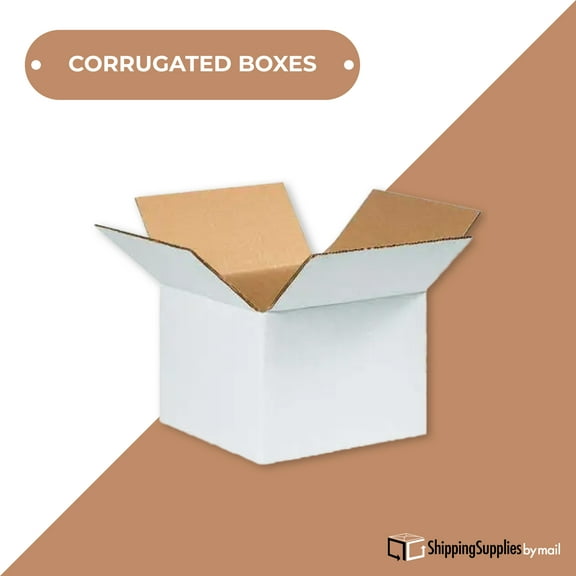 SSBM 8 x 8 x 8" White Corrugated Boxes - 25 Per Bundle