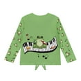 thumbnail image 5 of Xoenoiee Frog Music Note Print Girls T Shirts Crewneck Long Sleeve Blouse for Girls Lightweight Tie Knot Front Top Girls Fashion Clothes Pullover, 7-8 Year, 5 of 7