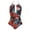 Red, variant on Danhjin Women's Slimming One Piece Swimsuits Floral Printed Tummys Control Bathing Suit Halter Retro Monokini for Big Busted Curvy Women
