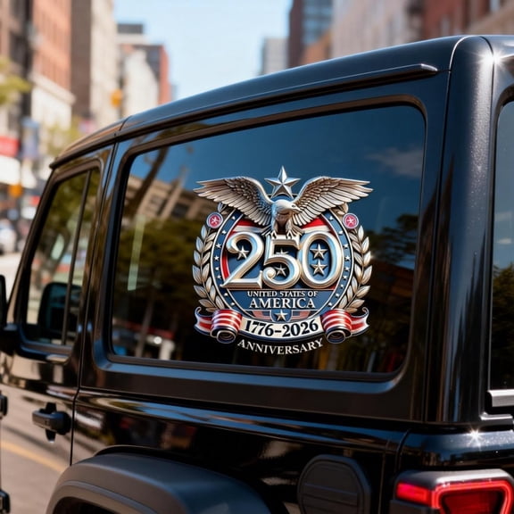 USA 250th Anniversary Car Window Decal 1776-2026 Semiquincentennial Eagle Patriotic Sticker Independence Day Car Window Sticker for Vehicle Laptop Window
