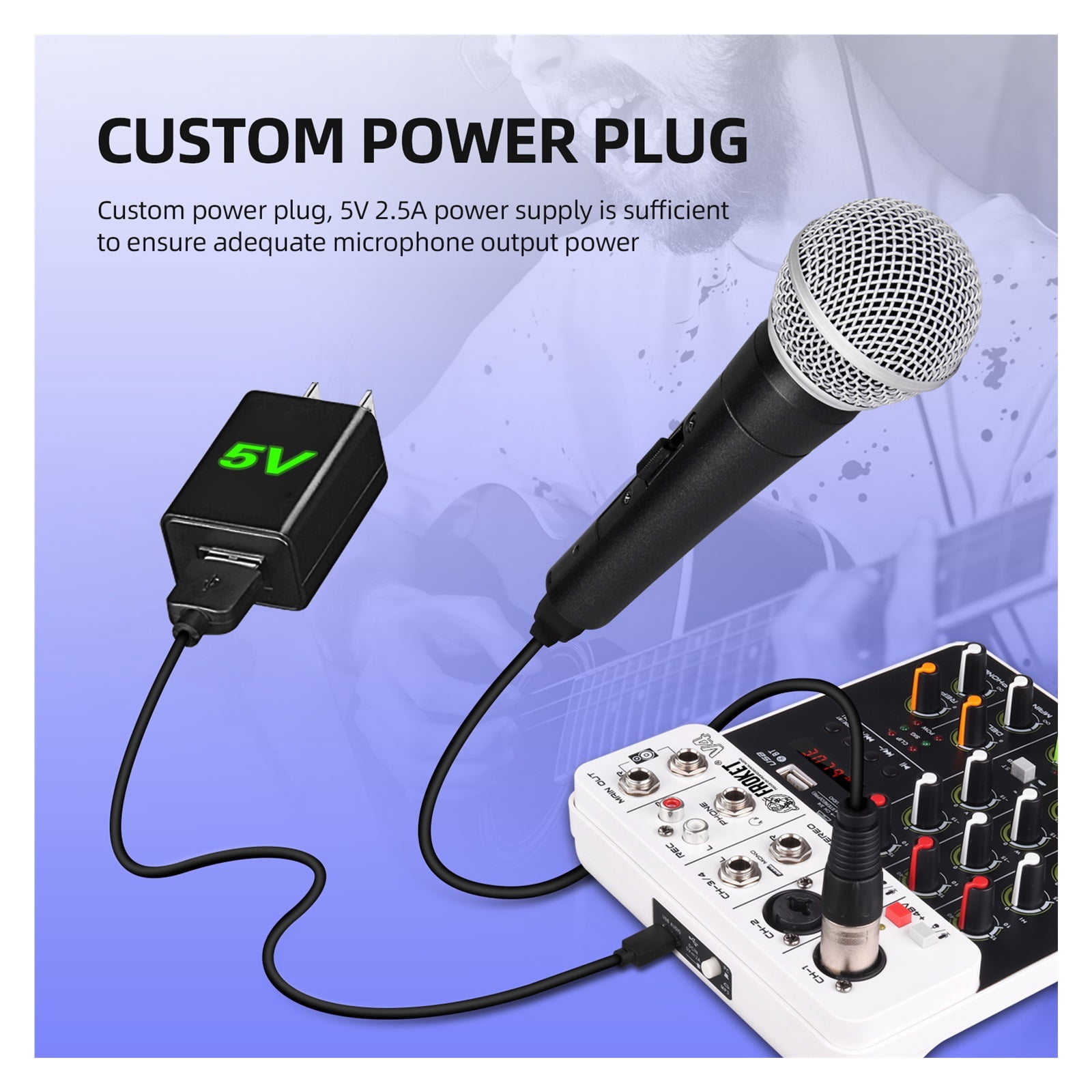V4 Mixer DJ Controller Mixing Bluetooth Phantom Power Delay Repaeat Effect For Sound Mixing Console PC Recording ,Easy to Operate