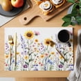 thumbnail image 2 of Placemat Set of 4 Sunflower Placemats for Dining Table Wildflower Plant Washable Table Mats for Kitchen and Party Decor Indoor & Outdoor Use, 2 of 8