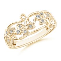 Angara Natural Diamond Vintage Style Ring for Women in 14K Yellow Gold – April Birthstone Jewelry | Vintage inspired Diamond Ring (Ring Size - 7)