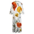 thumbnail image 4 of Summer Savings Clearance! Enjoytime Flowy Dresses for Women 2024 Plus Size Boho Floral 3/4 Sleeve Retro Dress Button Down Loose Flowy Streetwear Womens Summer Holiday Dresses Outfits, 4 of 5