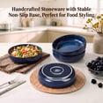 thumbnail image 3 of Onader Pasta Bowls Set of 4, 35oz Stoneware Large Pasta Bowls, Wide & Shallow Pasta Plates for Salad Soup Dessert, Microwave and Dishwasher Safe - Deep Sea Blue, 3 of 10