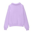 thumbnail image 6 of LLYwey Girls Crop Quarter Zip Sweatshirt - Kids Half Zip Sweatshirt with Thumb Hole - Winter Fleece Long Sleeve Collared Solid Pullover Sweater Tops Pockets Purples 13T, 6 of 8