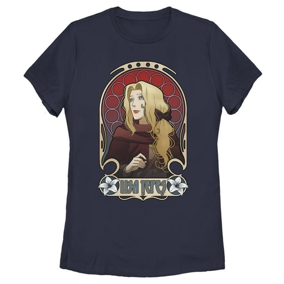 Women's Castlevania Lisa Tepes Portrait Graphic Tee Navy Blue Medium