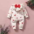 thumbnail image 3 of Bellafa Newborn Baby Fall Winter Outfit Fleece Lining Hooded Jumpsuit Infant Girl One Piece Romper Love Pattern Baby Warm Snowsuit, 3 of 8