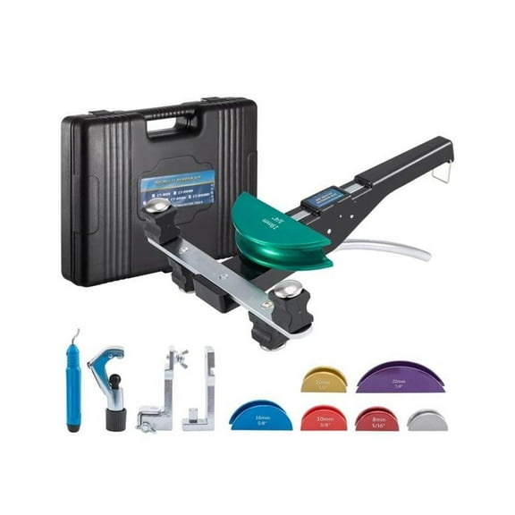HVAC Refrigeration Manual Copper Ratcheting Pipe Bender Kit With 7 Dies 8-22mm 90° Inward & Outward Tube Bending Tools ,Easy to Operate
