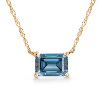 Gem Stone King 10K Yellow Gold Persian Blue Moissanite Pendant Necklace for Women | 0.58 Cttw | Gemstone Birthstone | Octagon 6X4MM | With 18 inch Chain