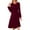 Wine, variant on Winter Dresses for Women Knee Length Dress Black Solid Color Crew Neck Tunic Long Sleeve Womens Midi Dresses Pleated