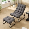 thumbnail image 2 of S-HOME Patio Outdoor Lounge Chair And Footstool, Cotton Cushion, Steel Frame, For Bedrooms And Reading Rooms, Indoor and Outdoor Use, Grey, 2 of 11