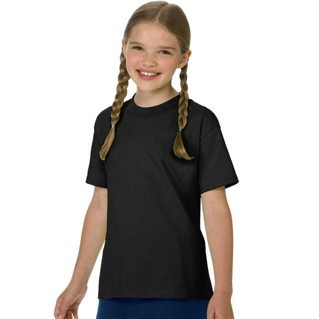 Hanes Authentic TAGLESS Kid`s Cotton T-Shirt, XS, Black
