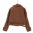 thumbnail image 3 of Breezora Womens Double Breasted Trench Coat with Belt Notch Lapel Short Jacket Pockets L Size Coffee, 3 of 6