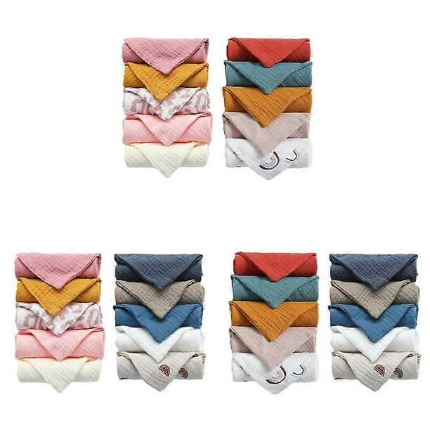 10Pcs Baby Square Towels Infants Wash Hand Face Towel Handkerchief Feeding Bib Burp Cloth Soft Crepe Muslin