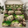 thumbnail image 2 of YST Stone Sheet Set,Natural Nature Fitted Sheet For Adult Teens,Green Leaf Moss Weed Bed Sheets,Plant Rock Botanical Fitted Sheet Fitted Sheet + Flat Sheet + 2 Pillow Cases,Full Size, 2 of 5