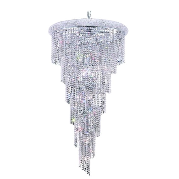 1801 Spiral Collection Chandelier D:30in H:54in Lt:22 Chrome Finish (Royal Cut Crystals)