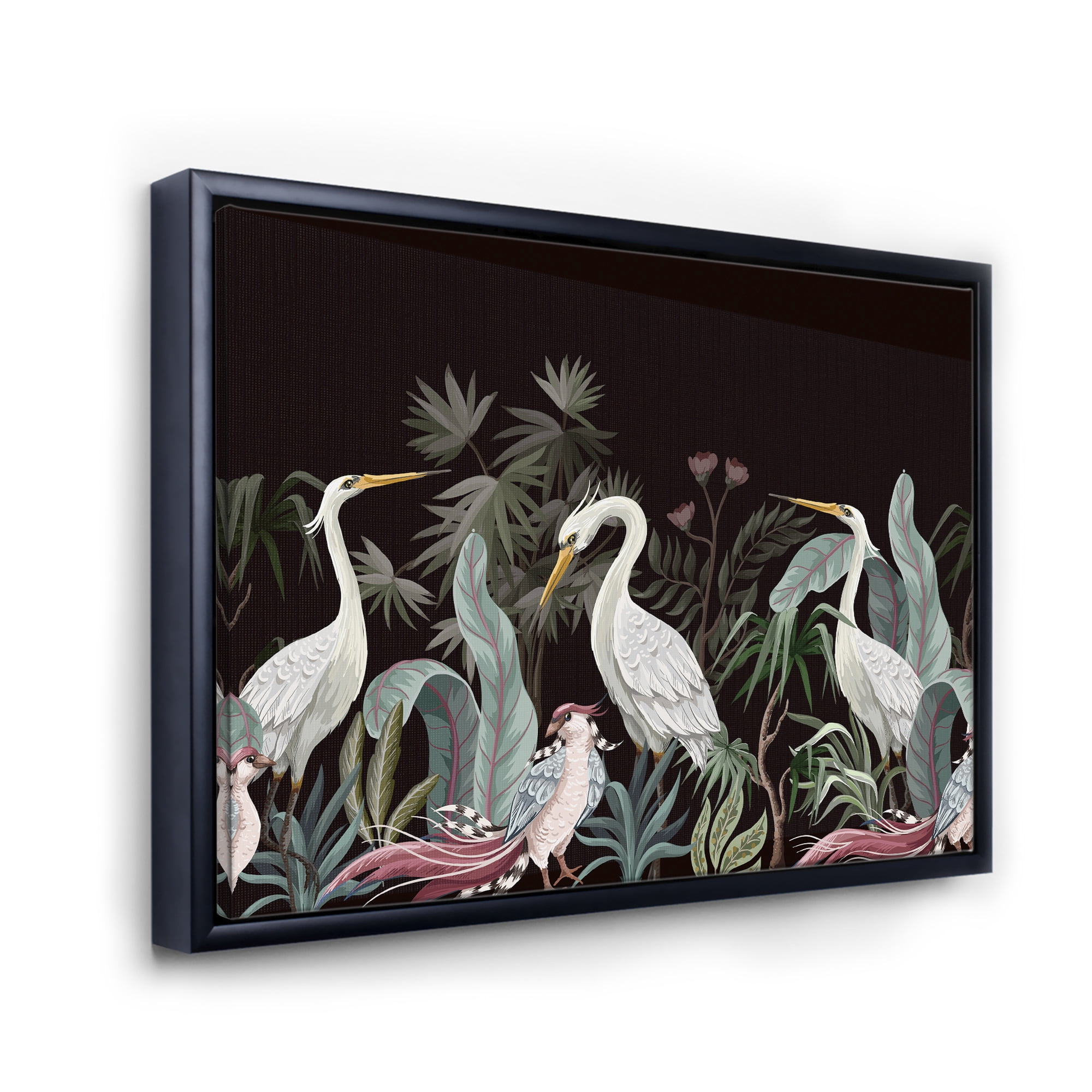 Designart 'Chinoiserie With Peonies and Birds III' Traditional Framed Canvas Wall Art Print