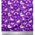 thumbnail image 1 of Soimoi Purple Moss Georgette Fabric Rainbow & Unicorn Animal Fabric Prints By Yard 42 Inch Wide, 1 of 3