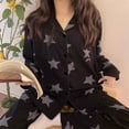 thumbnail image 3 of Women's Star Print Pajamas Set Long Sleeve Top And Long Pants Sleepwear 2 Piece Set for Women Autumn Casual Home Loose Pajamas (SY153-2,L), 3 of 7