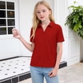 thumbnail image 3 of Girls Polo Shirts Short Sleeve School Uniform Collared Shirts Kids Lightweight Athletic Golf Tops,Red,7-8 Years, 3 of 7