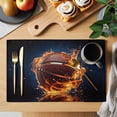 thumbnail image 2 of Basketball Placemats Set of 4, Sports Black Orange Washable Wipeable Table Mats for Dining Tables, Indoor Outdoor Kitchen Place Mats for Holiday Party Table Decor, 2 of 9