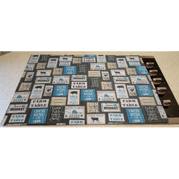 Farm To Table Stove Top / Cook Top Cover & Protector by Penny's Needful Things (Blue)